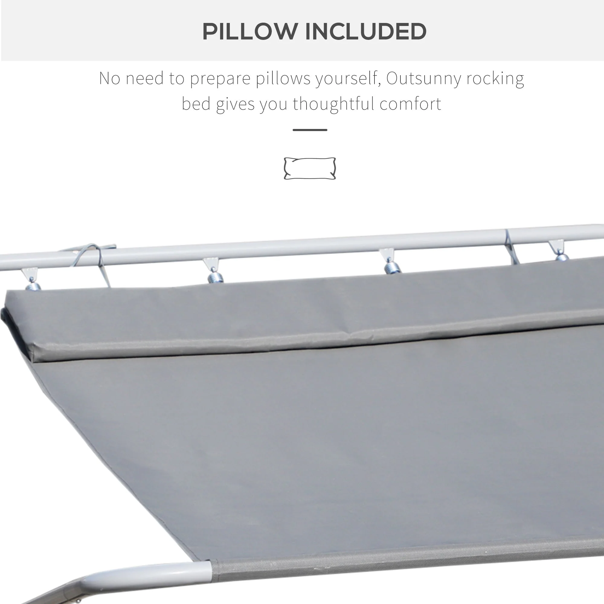 Rocking Swing Relaxing Day Bed Outdoor Double Sun Lounger Hammock - Grey - Image 4