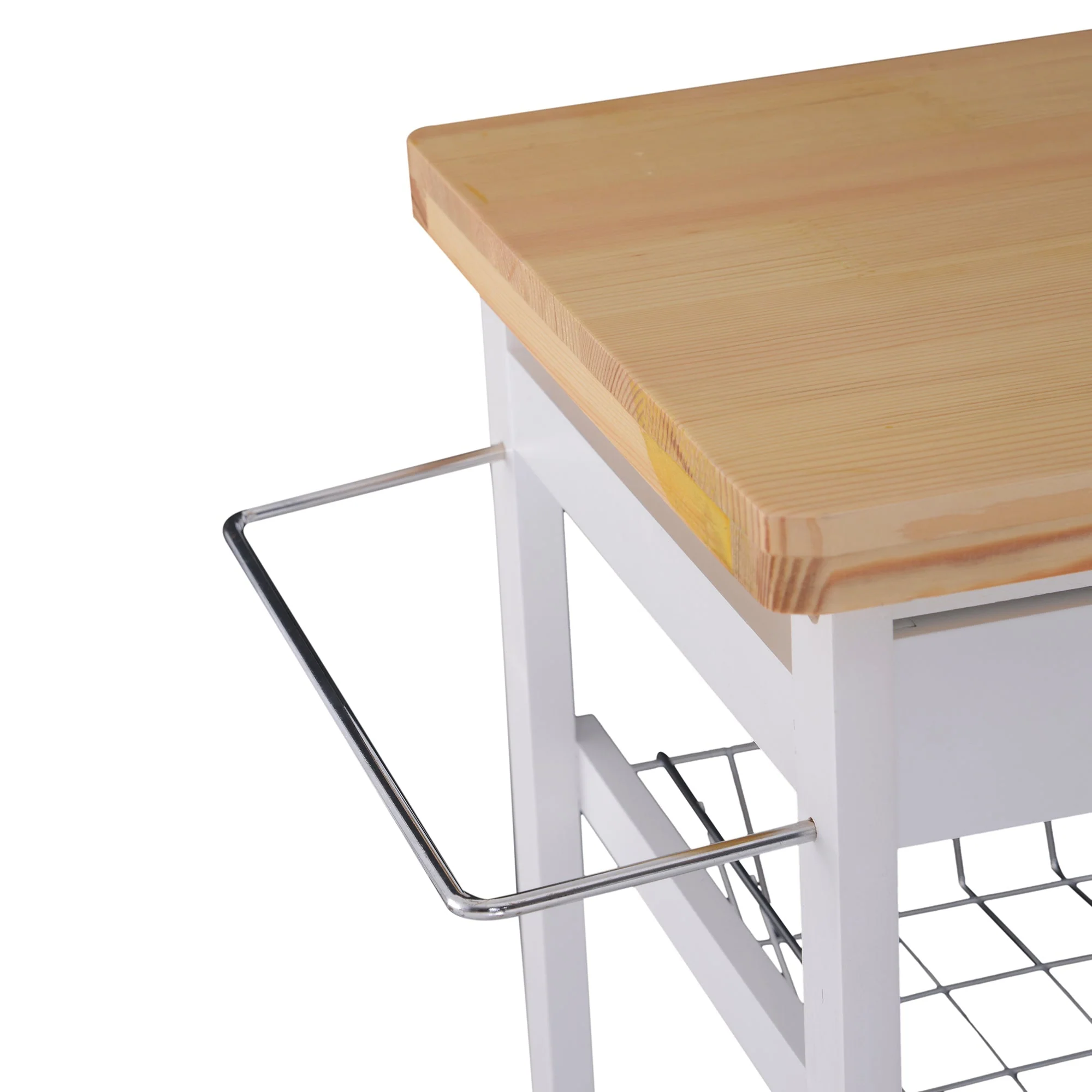 Rolling Kitchen Island Trolley Cart Drawer Shelves Basket Wheels W/ 6 Bottle Wine Rack White - Image 7