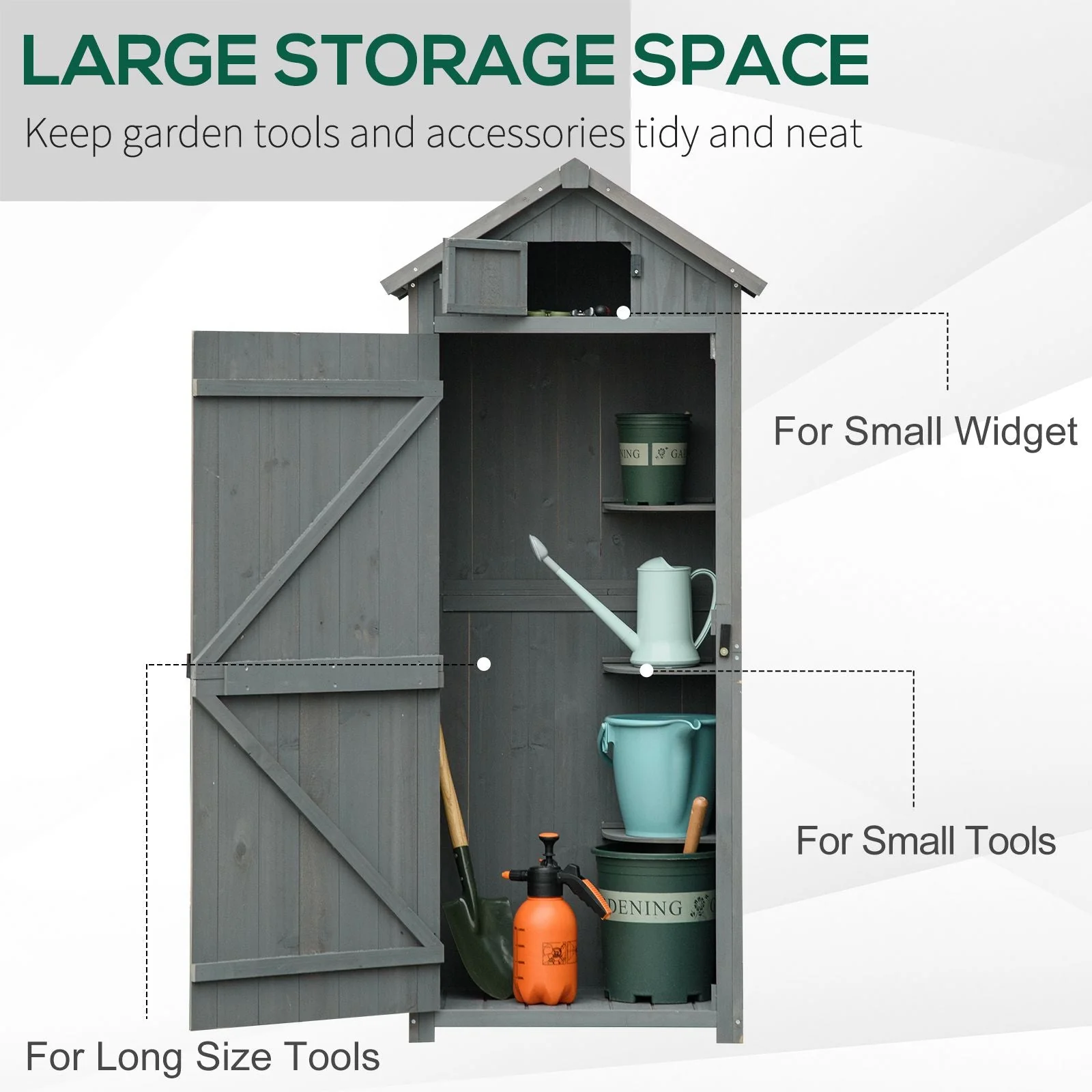 Rustica 179cm Single Door Reverse Apex Garden Store Fir Wood Grey by Steadfast - Image 4