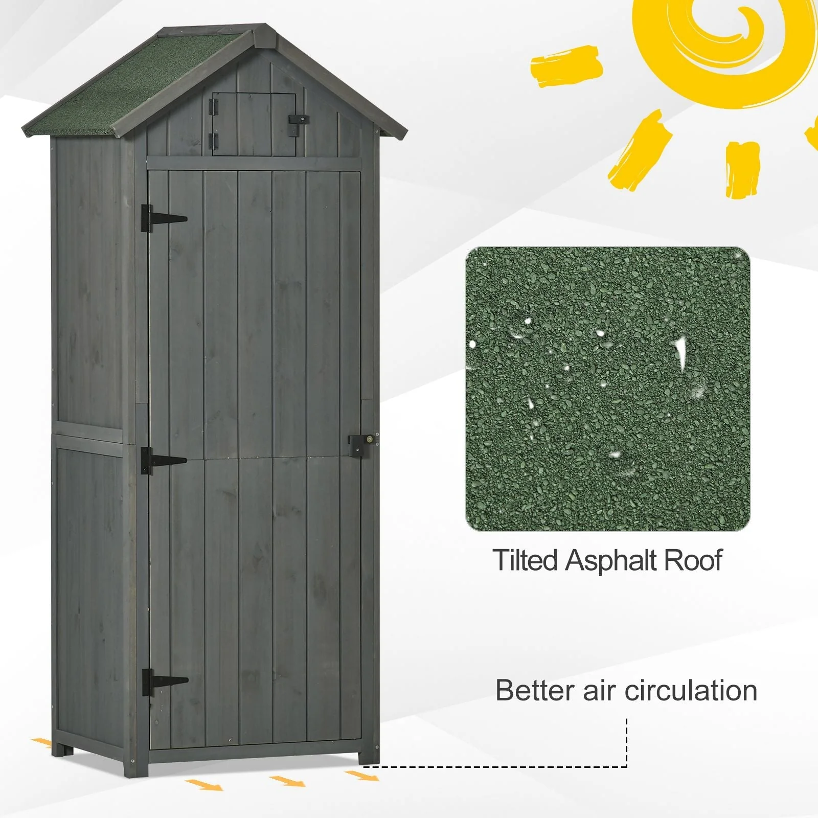 Rustica 179cm Single Door Reverse Apex Garden Store Fir Wood Grey by Steadfast - Image 5