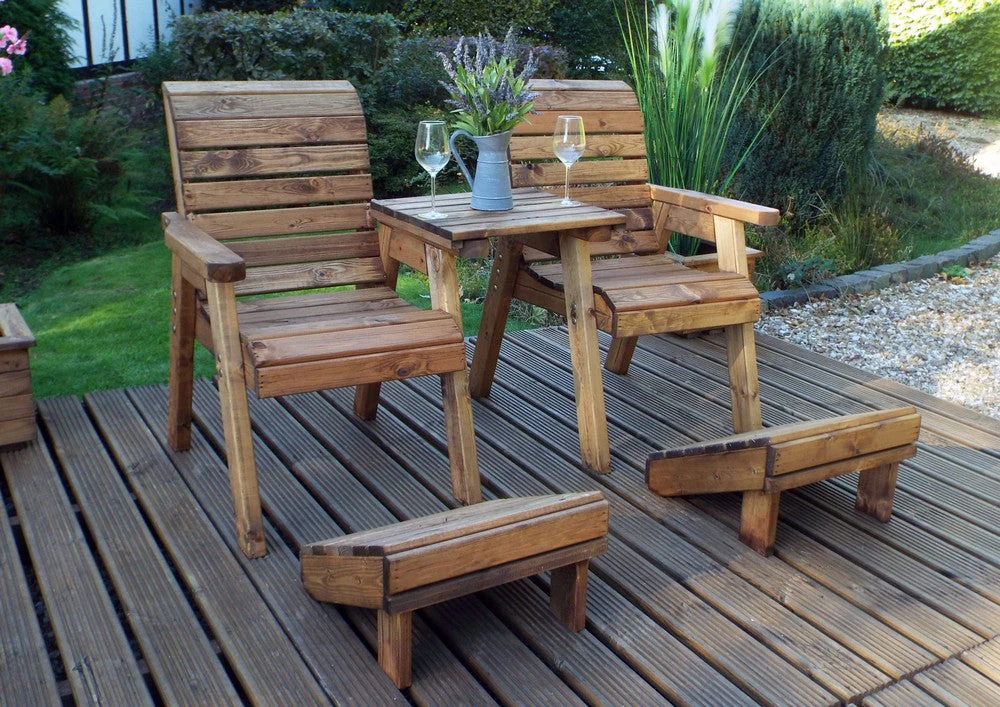 Scandinavian Redwood Garden Tete a Tete & Footstool by Charles Taylor - 2 Seats - Image 3