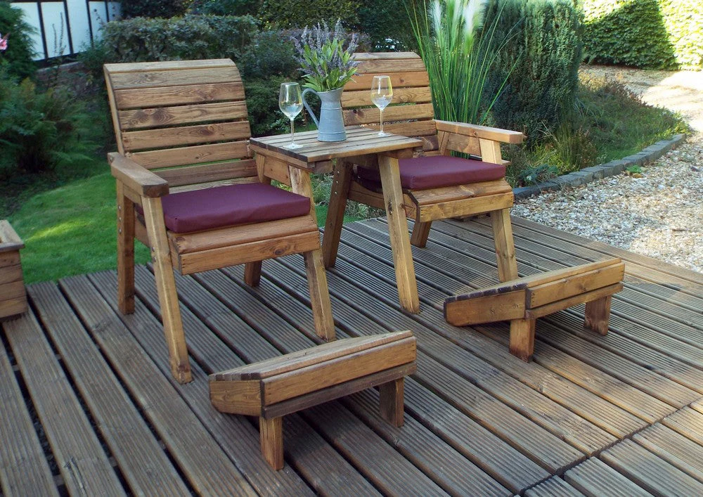 Scandinavian Redwood Garden Tete a Tete & Footstool by Charles Taylor - 2 Seats - Image 4