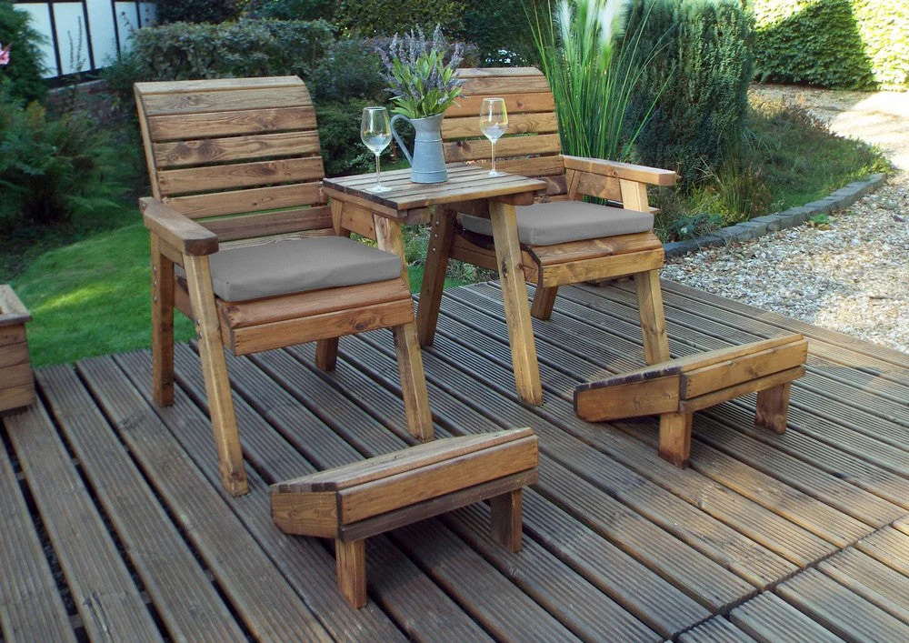Scandinavian Redwood Garden Tete a Tete & Footstool by Charles Taylor - 2 Seats - Image 5