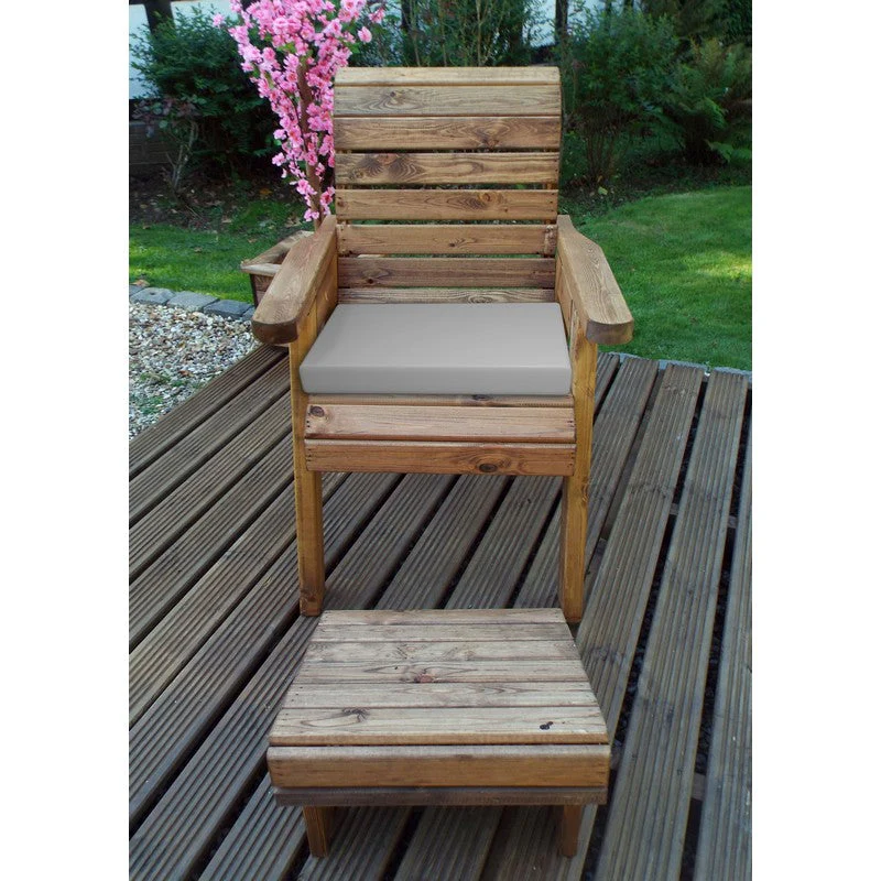 Scandinavian Redwood Natural Garden Armchair Relaxer Set by Charles Taylor with Grey Cushions - Image 4