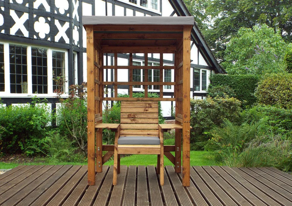 Scandinavian Redwood Natural Garden Chair Arbour by Charles Taylor with Grey Cushions - Image 3