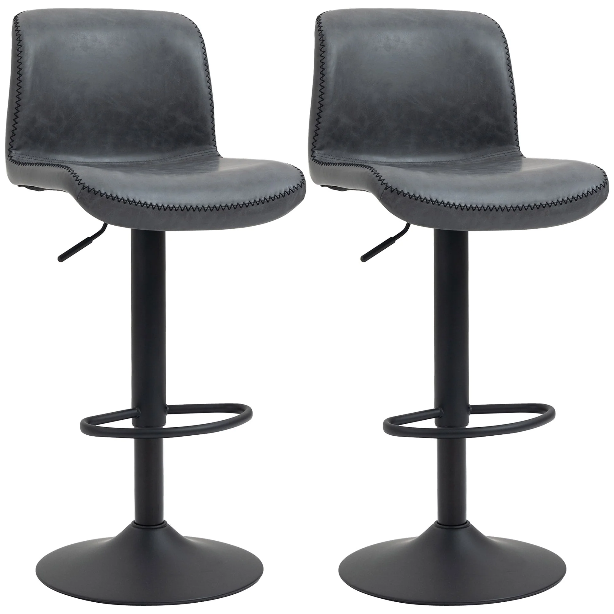 Set of 2 Bar Stool Adjustable Height Swivel Footrest and Base for Breakfast Bar