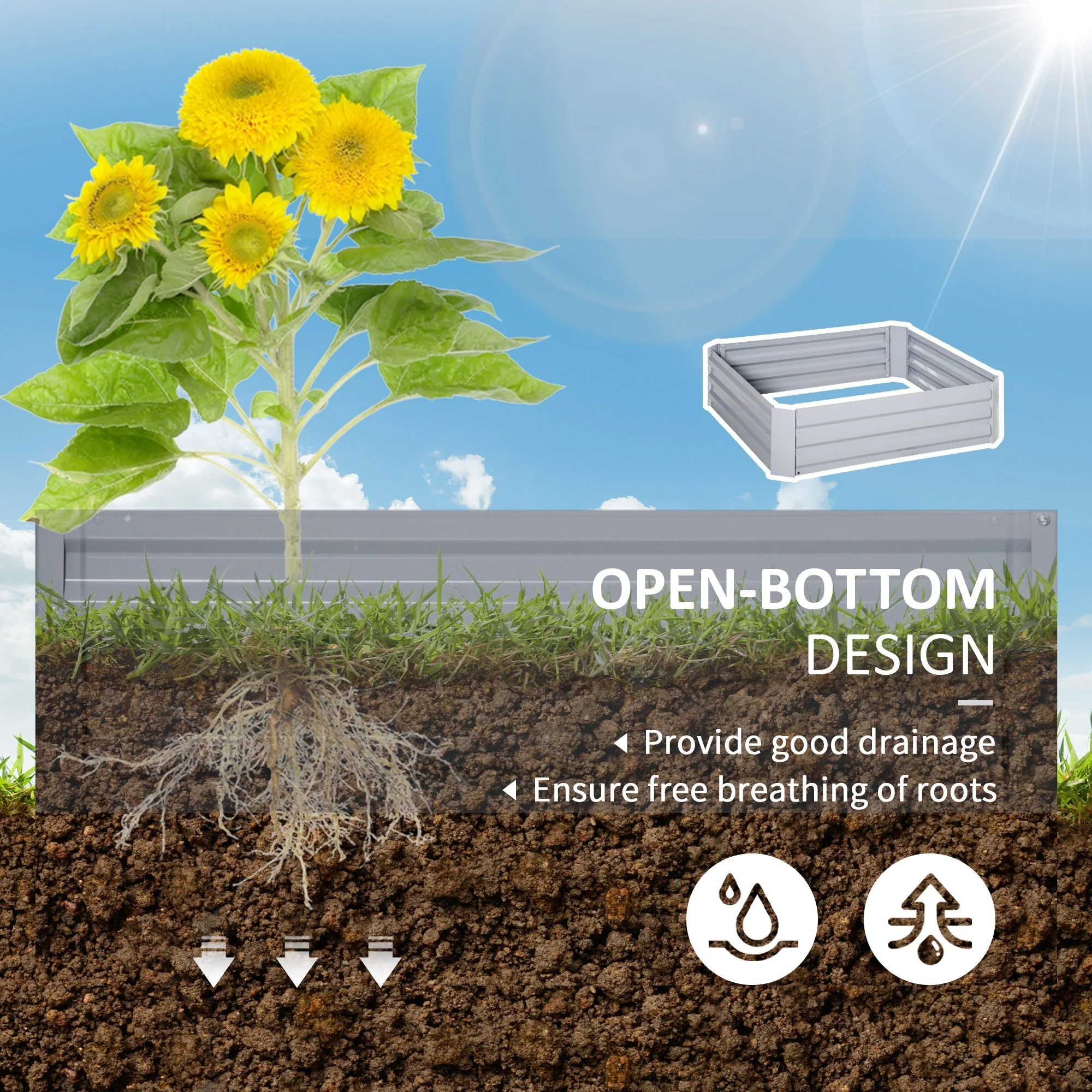 Set of 2 Raised Garden Bed Galvanized Steel Planter Boxes Easy Quick Setup - Image 6
