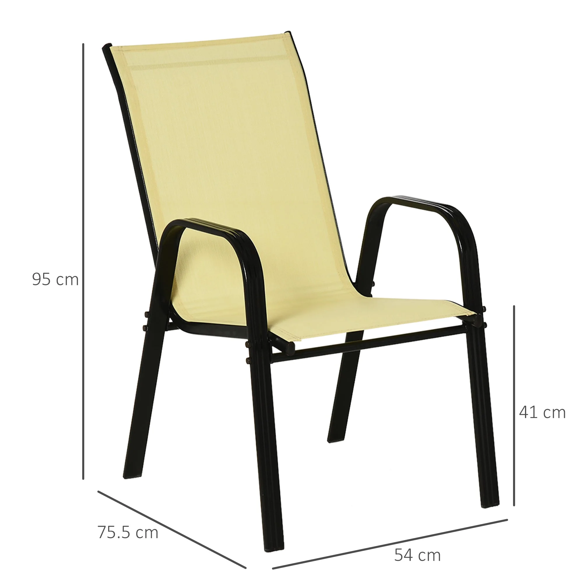 Set of 4 Garden Dining Chair Set Stackable Outdoor Patio Furniture Set with High Back and Armrest - Image 3