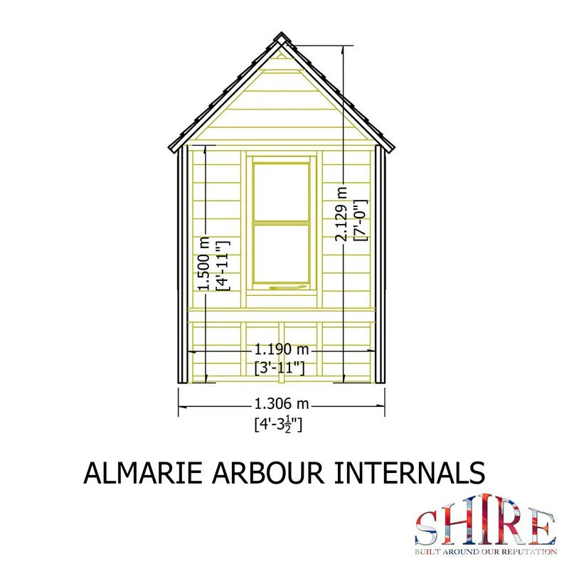 Shire Almarie 3' 3" x 4' 3" Apex Garden Arbour - Classic Pressure Treated Shiplap - Image 8