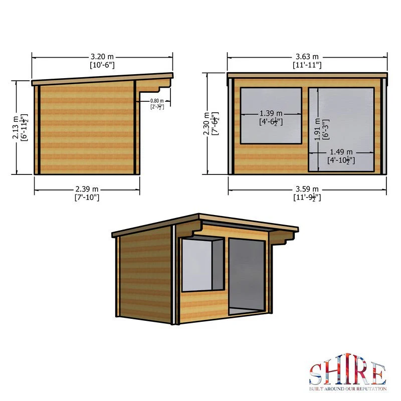 Shire Belgravia 10' 5" x 11' 10" Pent Summerhouse - Premium 28mm Cladding Overlap - Image 7