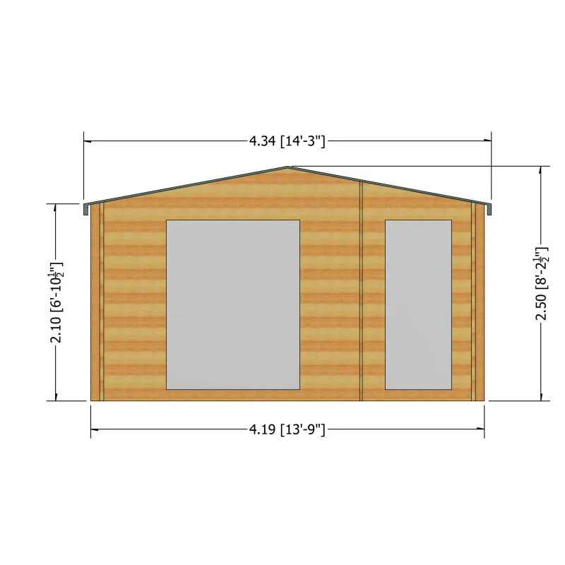 Shire Bourne 13' 8" x 9' 9" Apex Log Cabin - Premium 44mm Cladding Tongue & Groove - Image 3