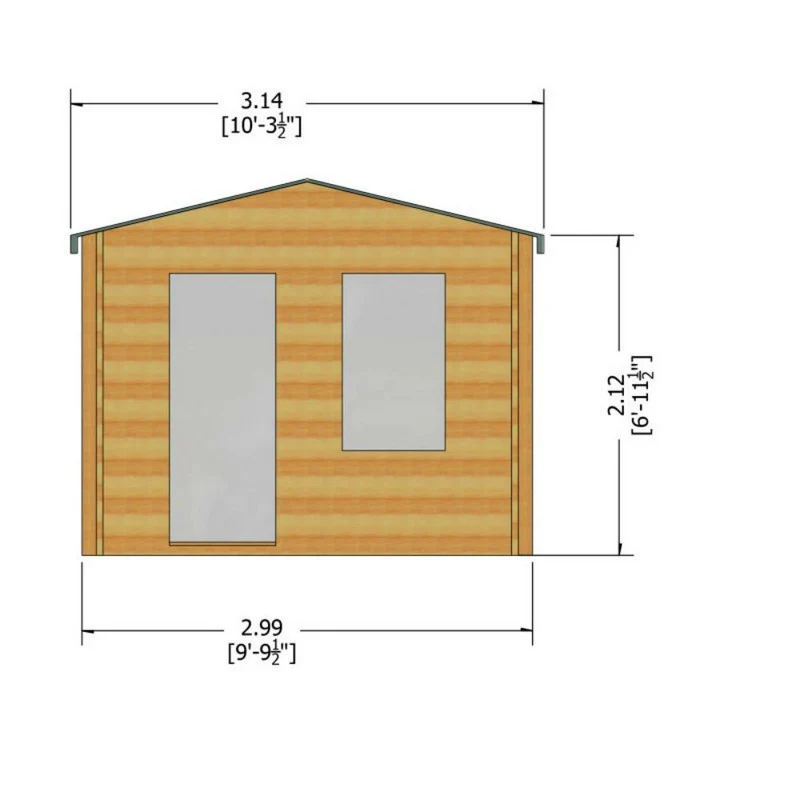 Bucknells 8' 11" x 9' 9" Apex Log Cabin - Classic 28mm Cladding Tongue & Groove - Image 9