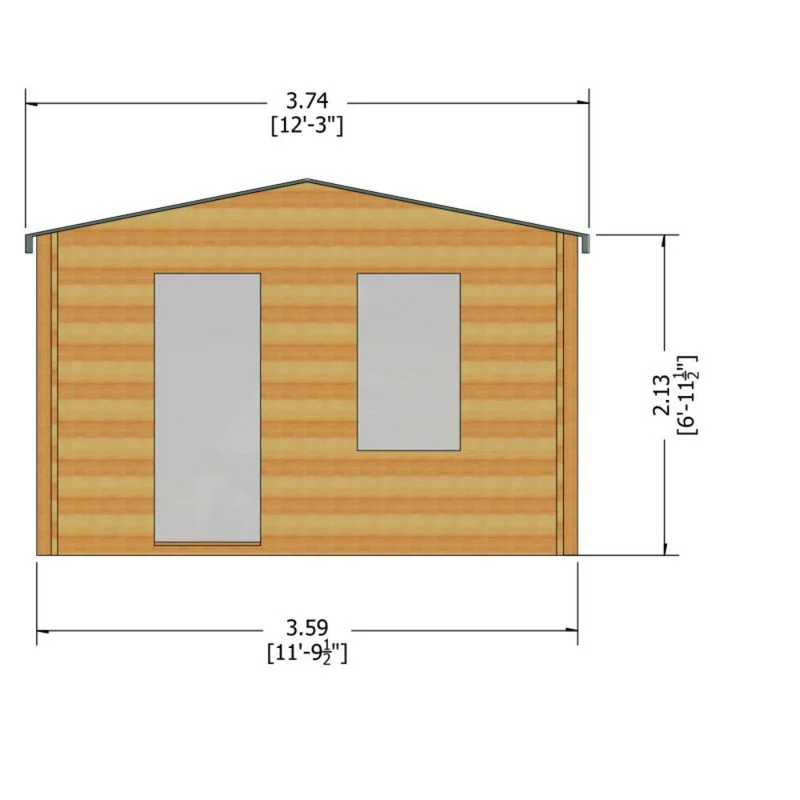Shire Bucknells 11' 9" x 7' 10" Apex Log Cabin - Premium 34mm Cladding Tongue & Groove - Image 9