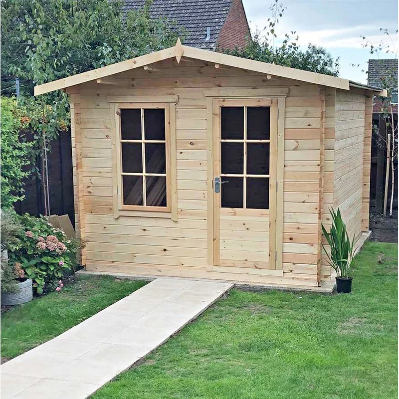 Shire Bucknells 9' 9" x 9' 9" Apex Log Cabin - Premium 70mm Cladding Tongue & Groove - Image 3
