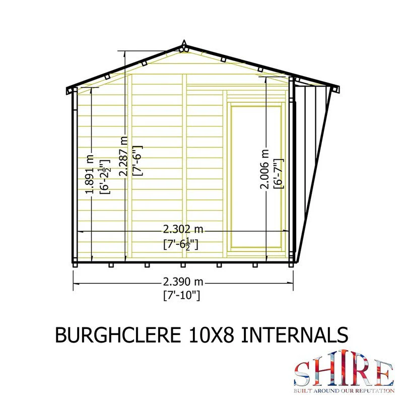 Shire Burghclere 7' 10" x 10' Pent Summerhouse - Premium Dip Treated Shiplap - Image 10