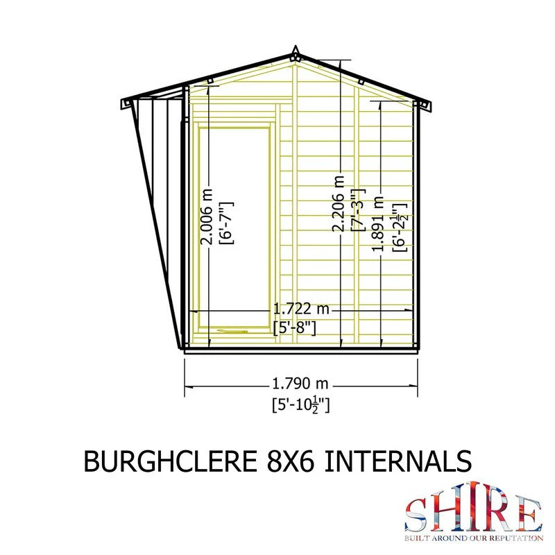 Shire Burghclere 7' 7" x 8' 2" Pent Summerhouse - Premium Dip Treated Shiplap - Image 8
