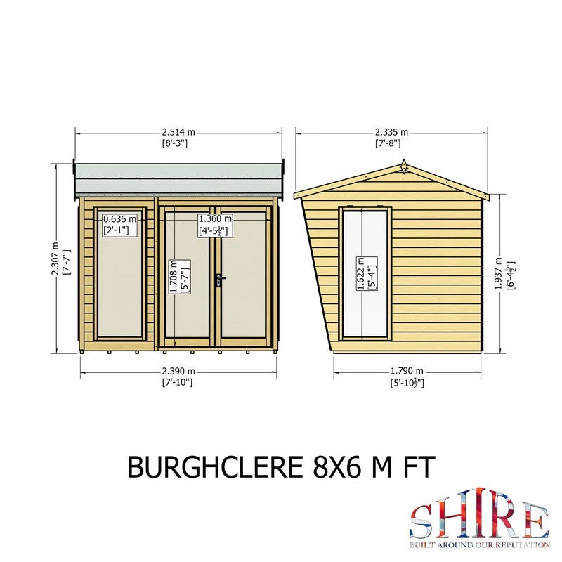 Shire Burghclere 7' 7" x 8' 2" Pent Summerhouse - Premium Dip Treated Shiplap - Image 9