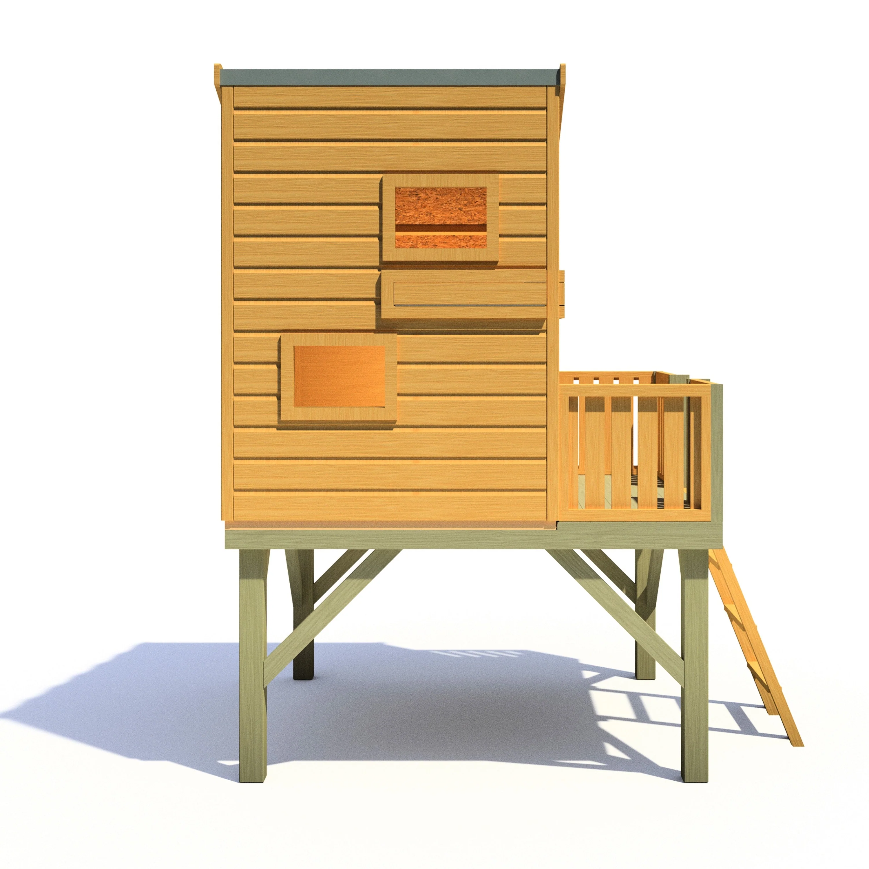Command Post 3' 8" x 5' 10" Pent Children's Playhouse - Premium Dip Treated Shiplap - Image 7