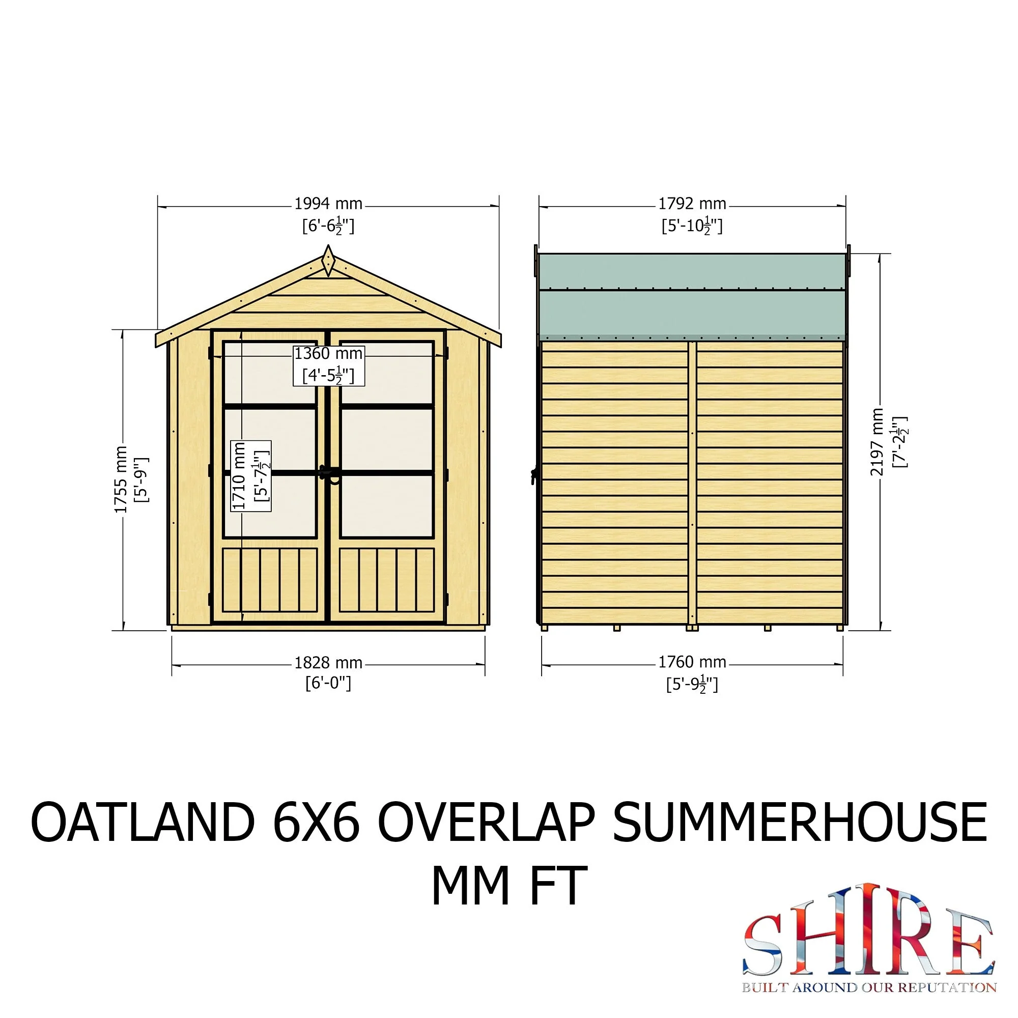 Oatland 5' 6" x 5' 11" Apex Summerhouse - Budget Dip Treated Overlap - Image 4