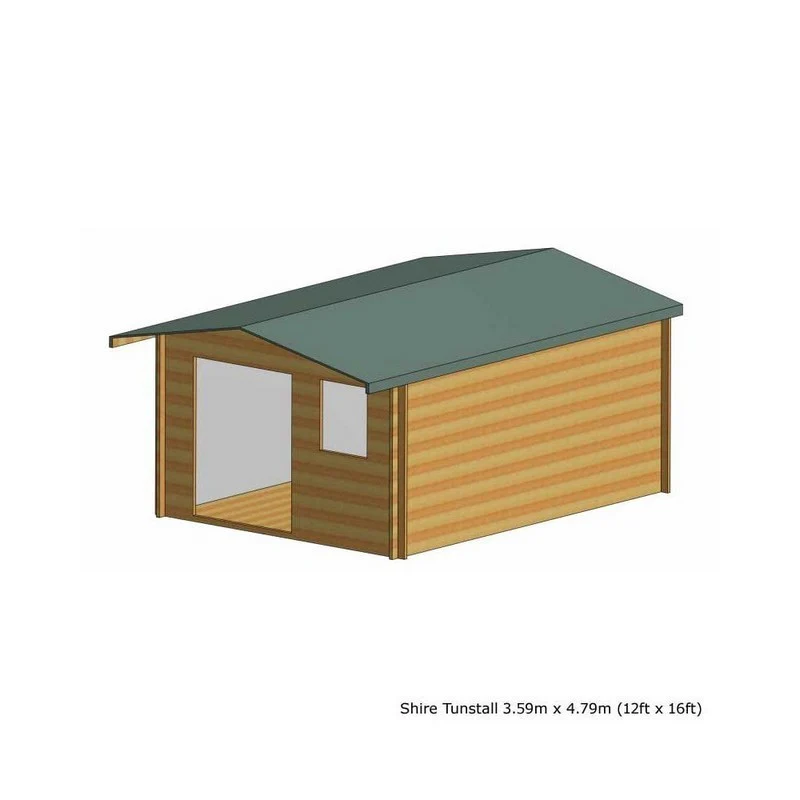 Shire Tunstall 11' 9" x 15' 8" Apex Log Cabin - Premium 34mm Cladding Tongue & Groove - Image 5