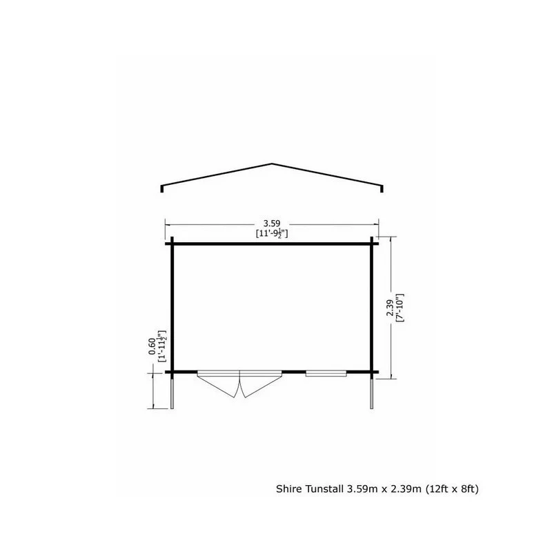 Shire Tunstall 11' 9" x 7' 10" Apex Log Cabin - Premium 70mm Cladding Tongue & Groove - Image 2
