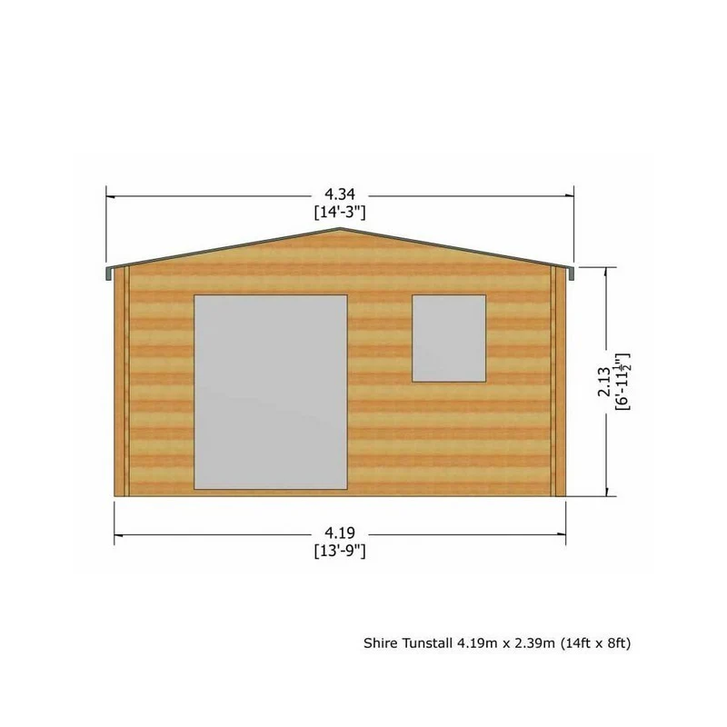 Shire Tunstall 13' 8" x 7' 10" Apex Log Cabin - Premium 70mm Cladding Tongue & Groove - Image 3