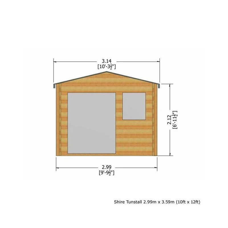 Shire Tunstall 9' 9" x 11' 9" Apex Log Cabin - Premium 44mm Cladding Tongue & Groove - Image 3