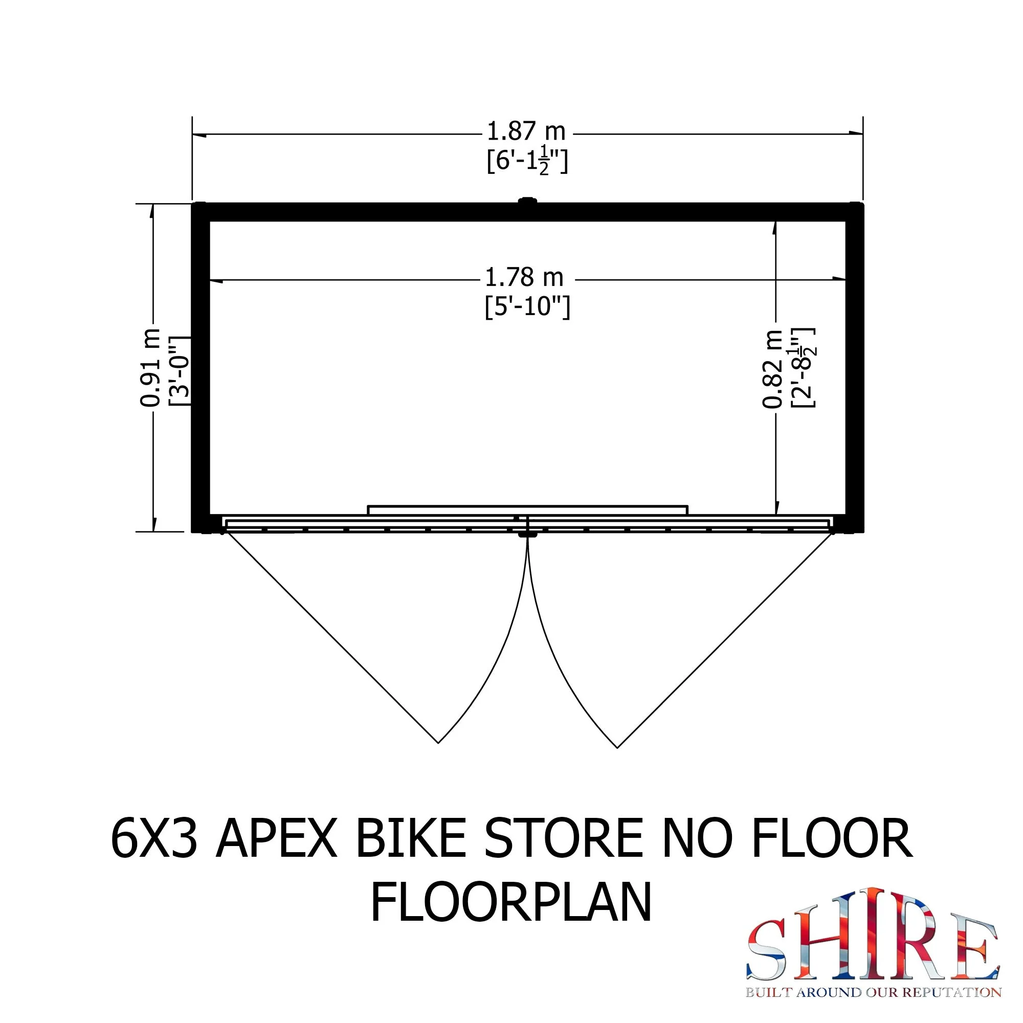 Wentworth 2' 8" x 6' Apex Bike Store - Premium Dip Treated Shiplap - Image 3