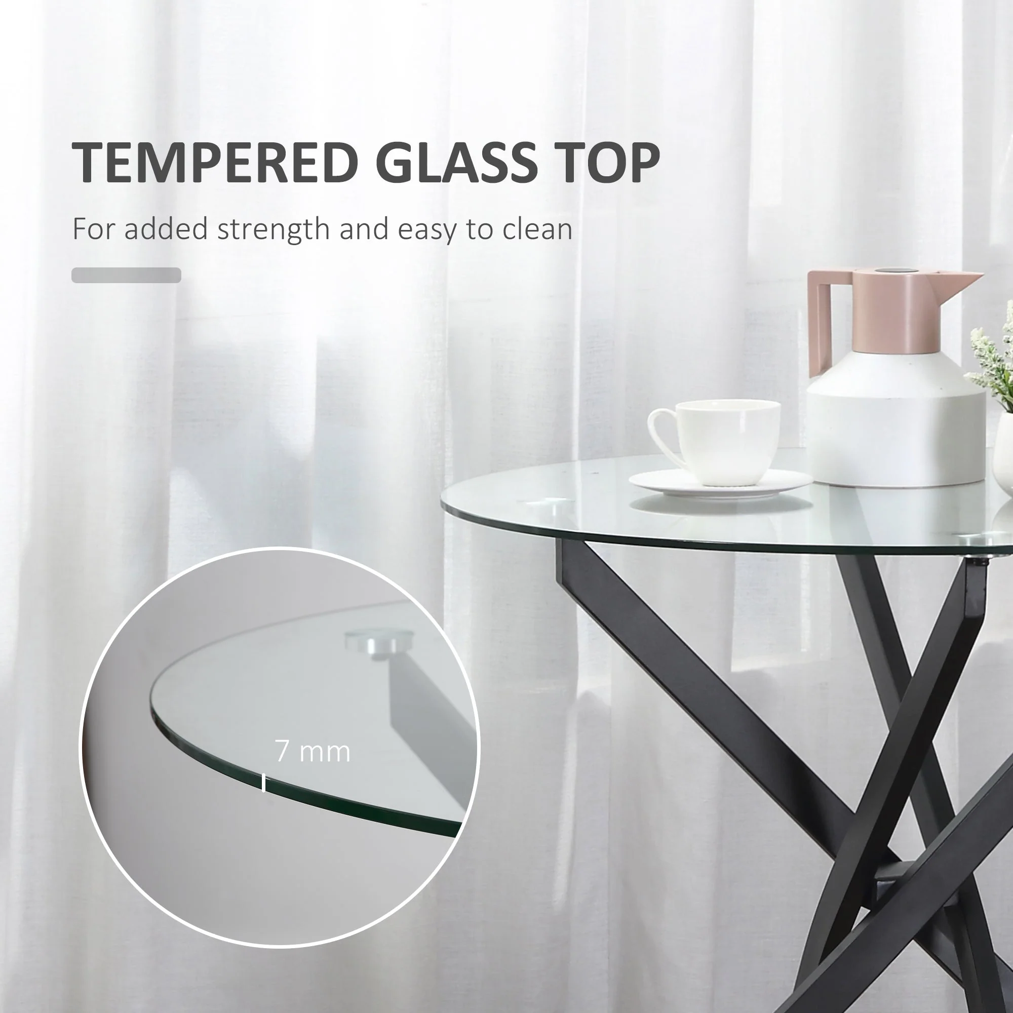 Side Table with Clear Tempered Glass Top - Image 4