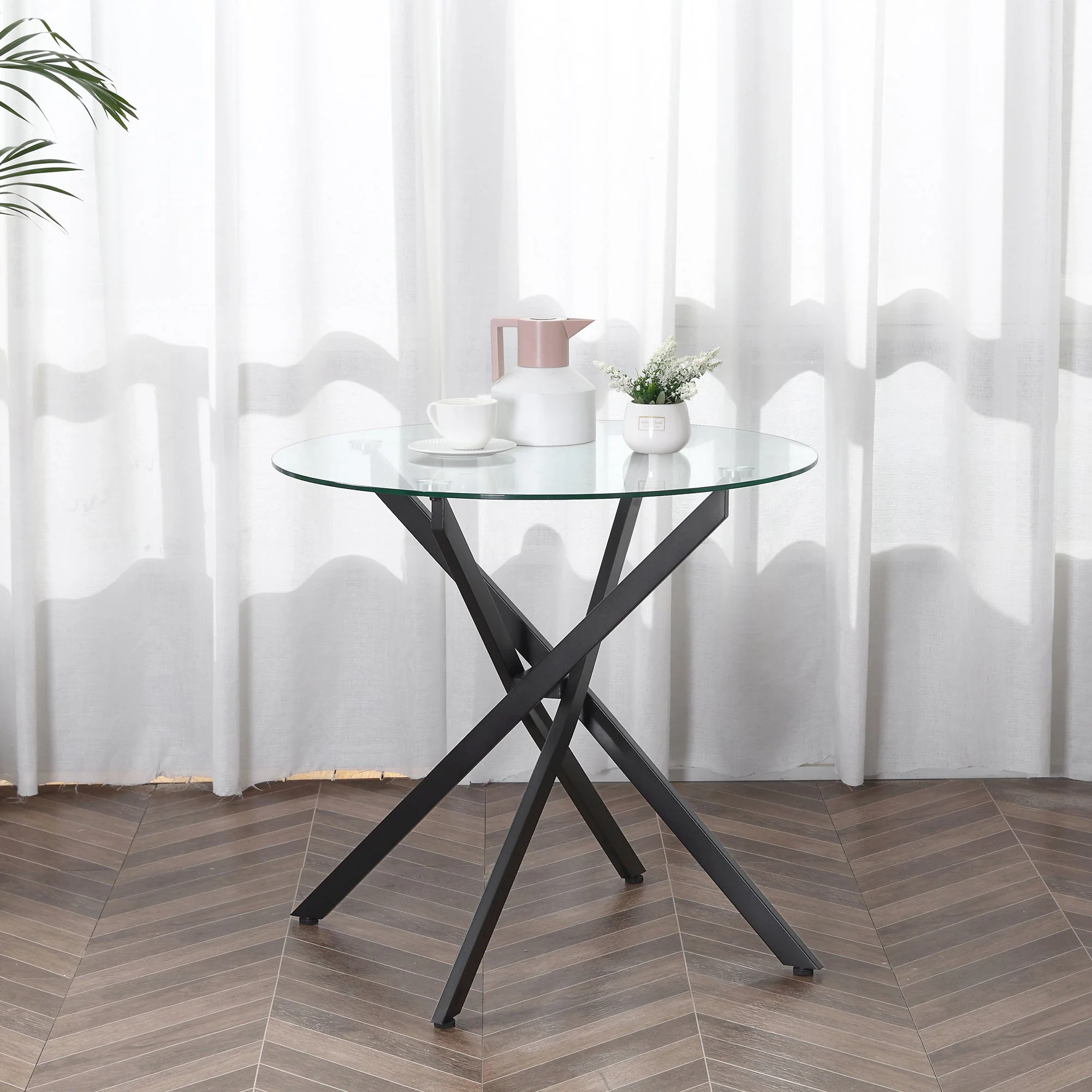 Side Table with Clear Tempered Glass Top - Image 8