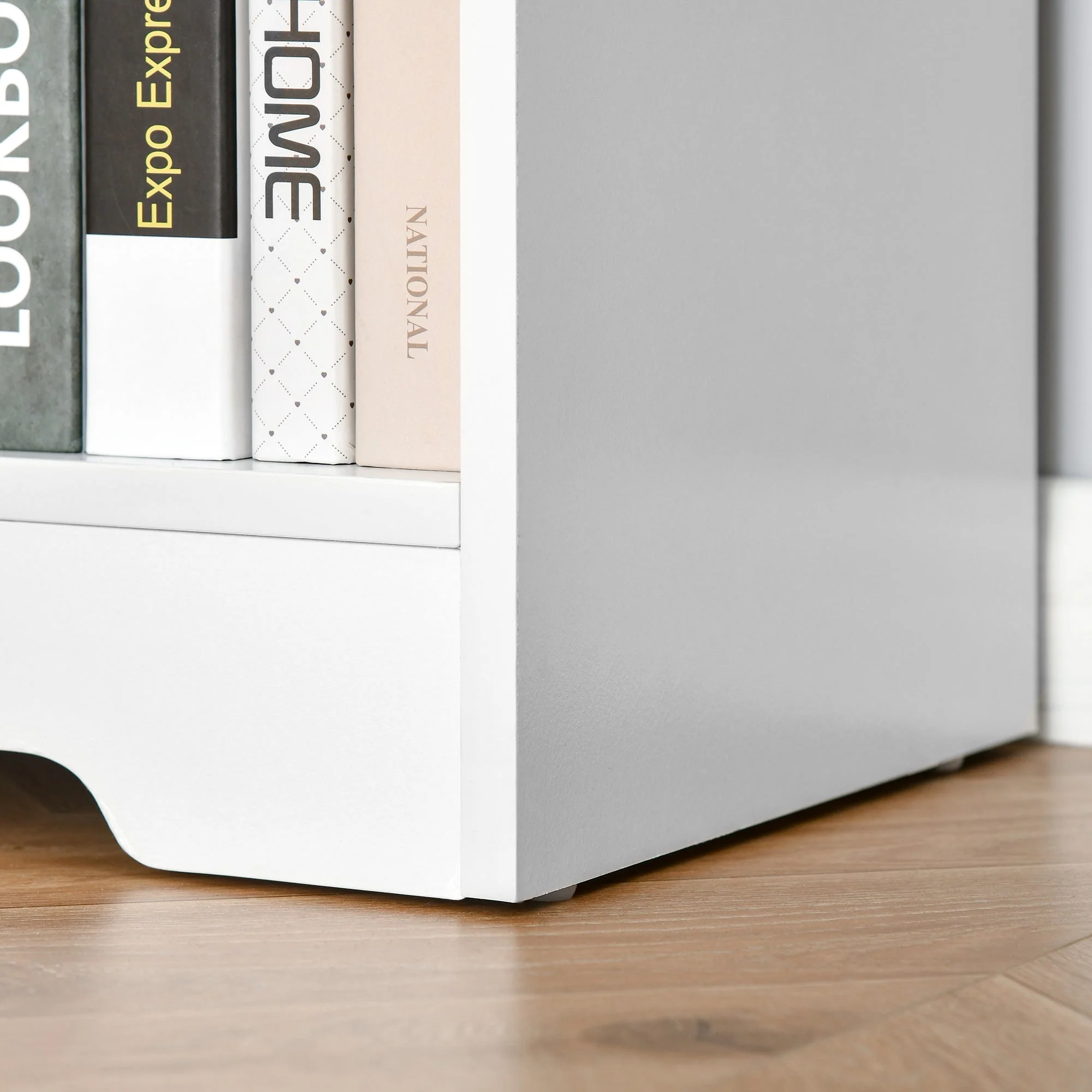 Simple Modern 4-Compartment Low Bookcase 2-Tier w/ Moving Shelves Cube Display Storage Unit Home Office Living Room Furniture White - Image 9