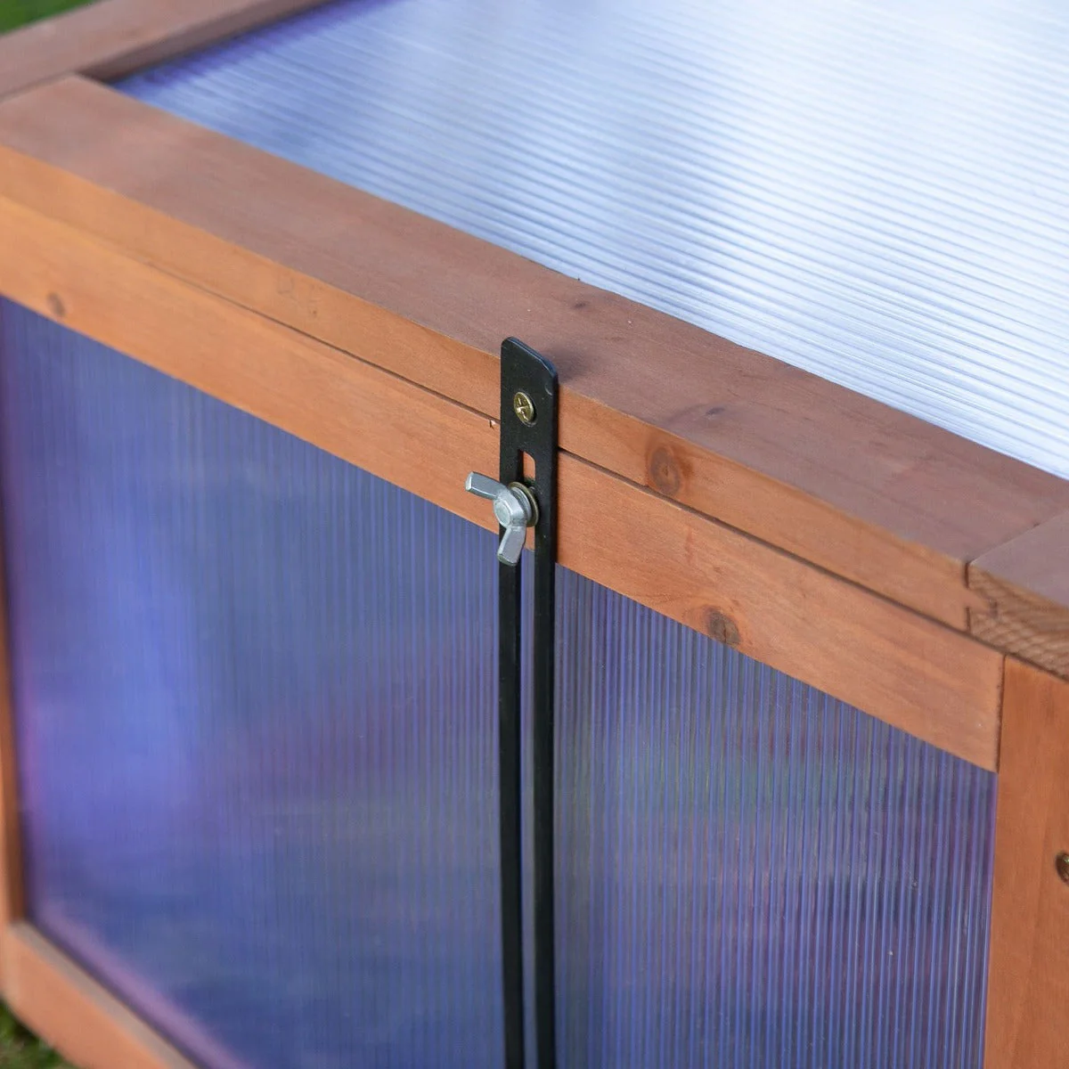 Square Wooden Outdoor Greenhouse for Plants with Openable Cover PC Board 100 x 65 x 40 cm - Image 9