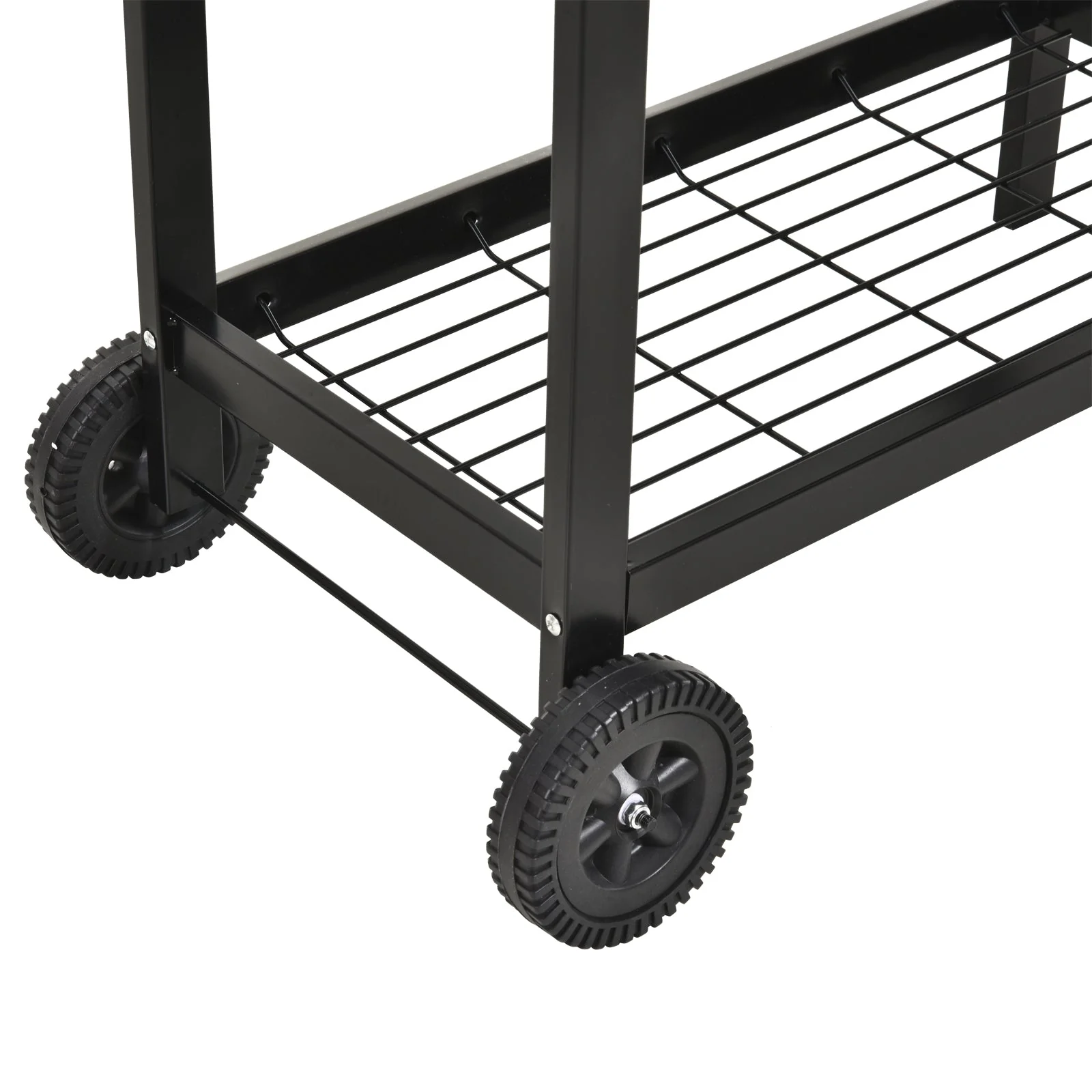 Steel 2-Grill Charcoal BBQ w/ Wheels Black - Image 7