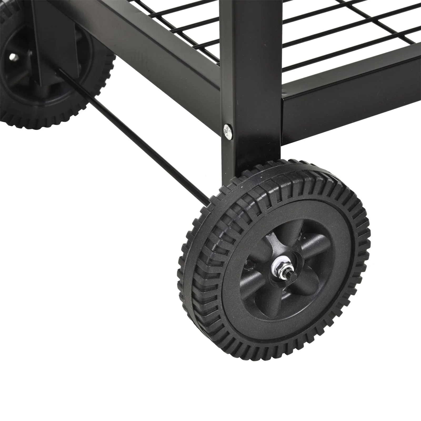 Steel 2-Grill Charcoal BBQ w/ Wheels Black - Image 8