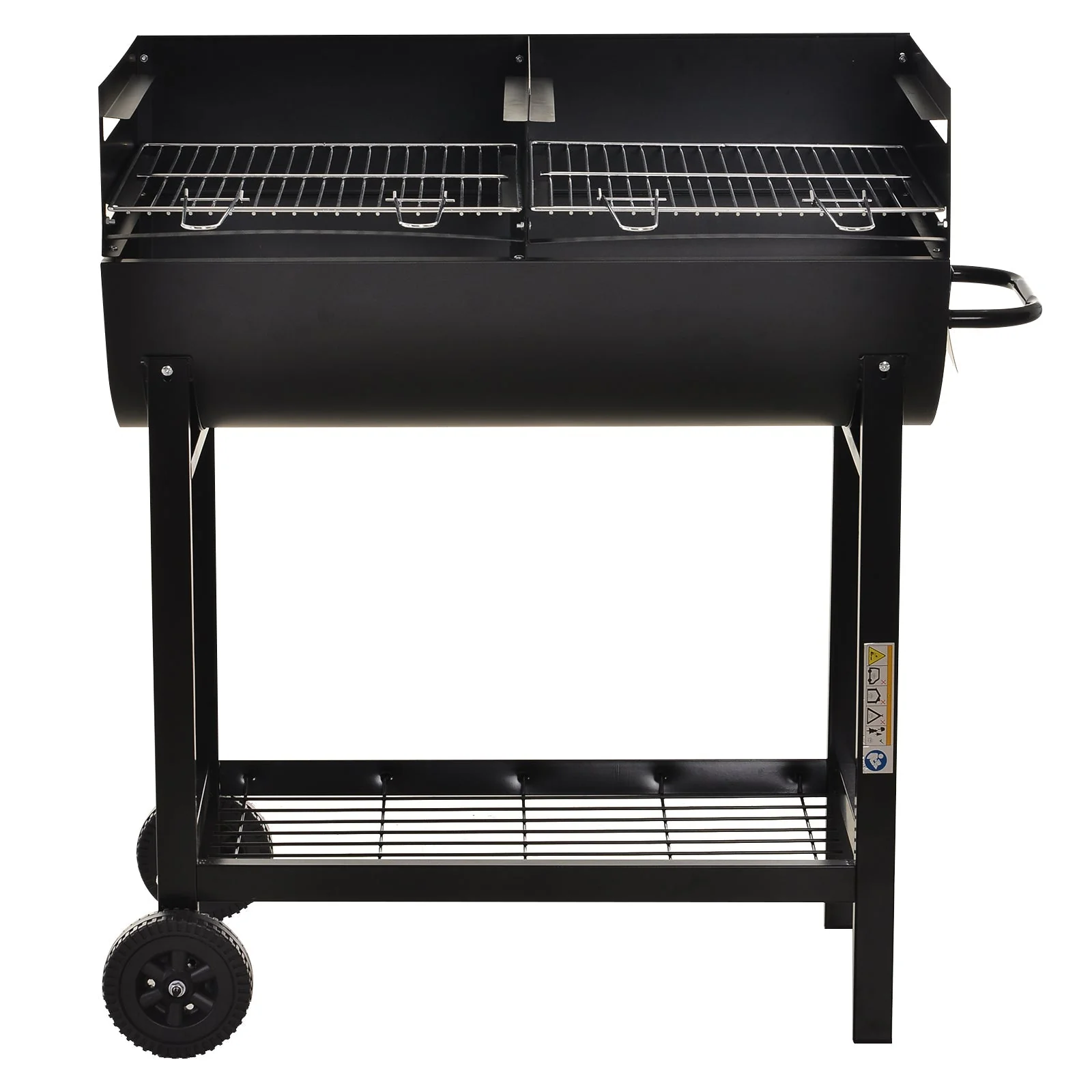 Steel 2-Grill Charcoal BBQ w/ Wheels Black - Image 9