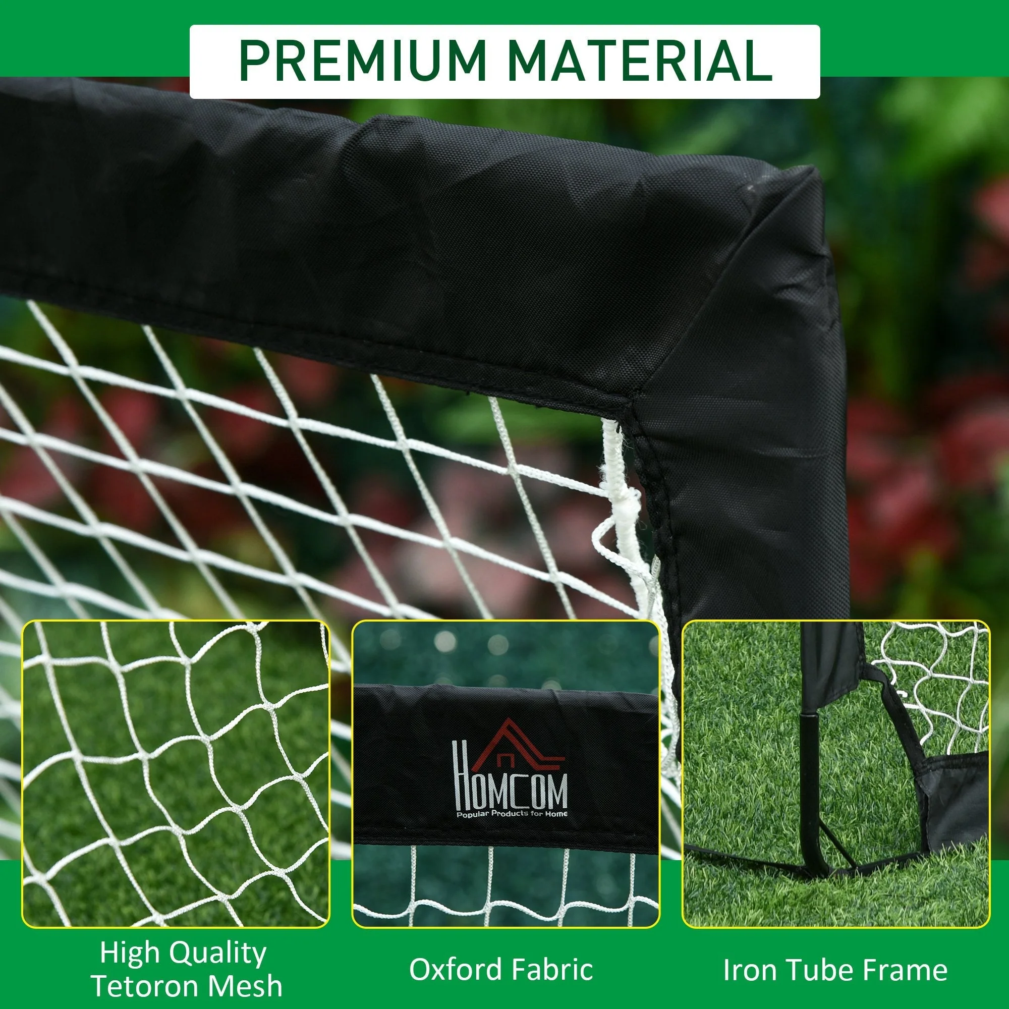 Steel Frame Weather Resistant Football Goal Sports Black - Image 7