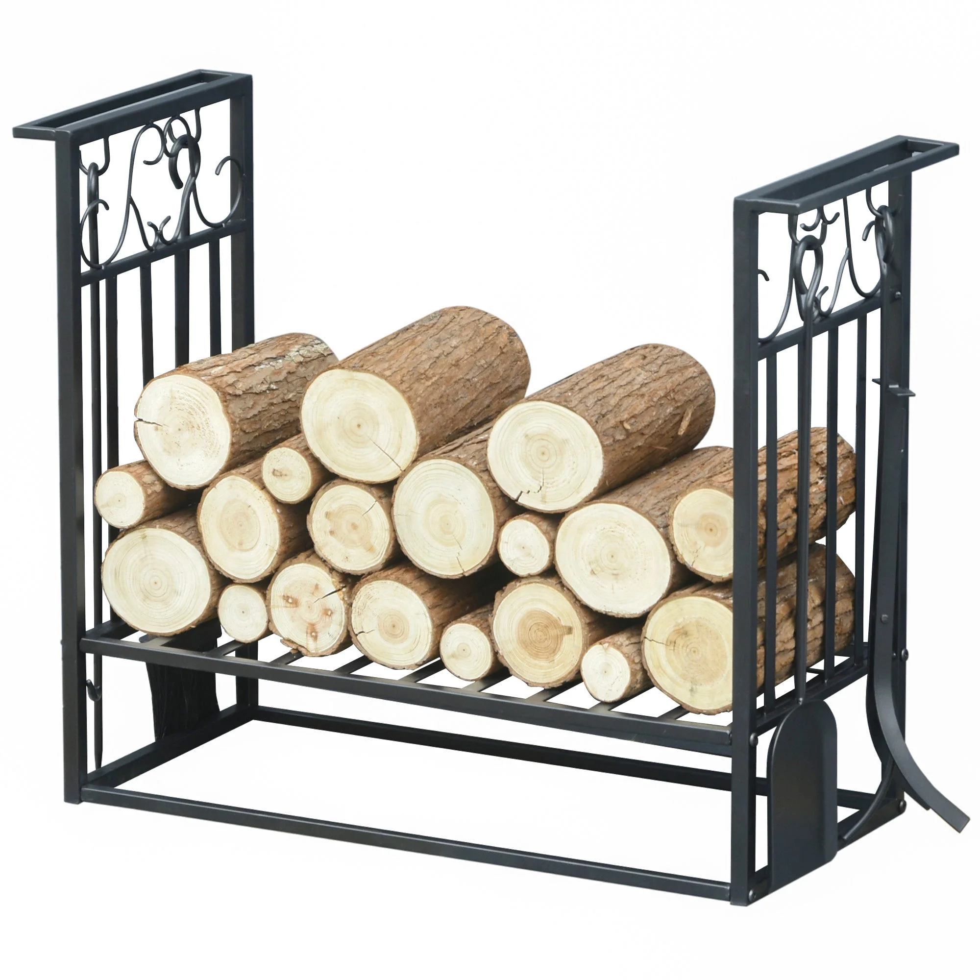 Steel Slatted Log Rack w/ Tools Black - Image 8
