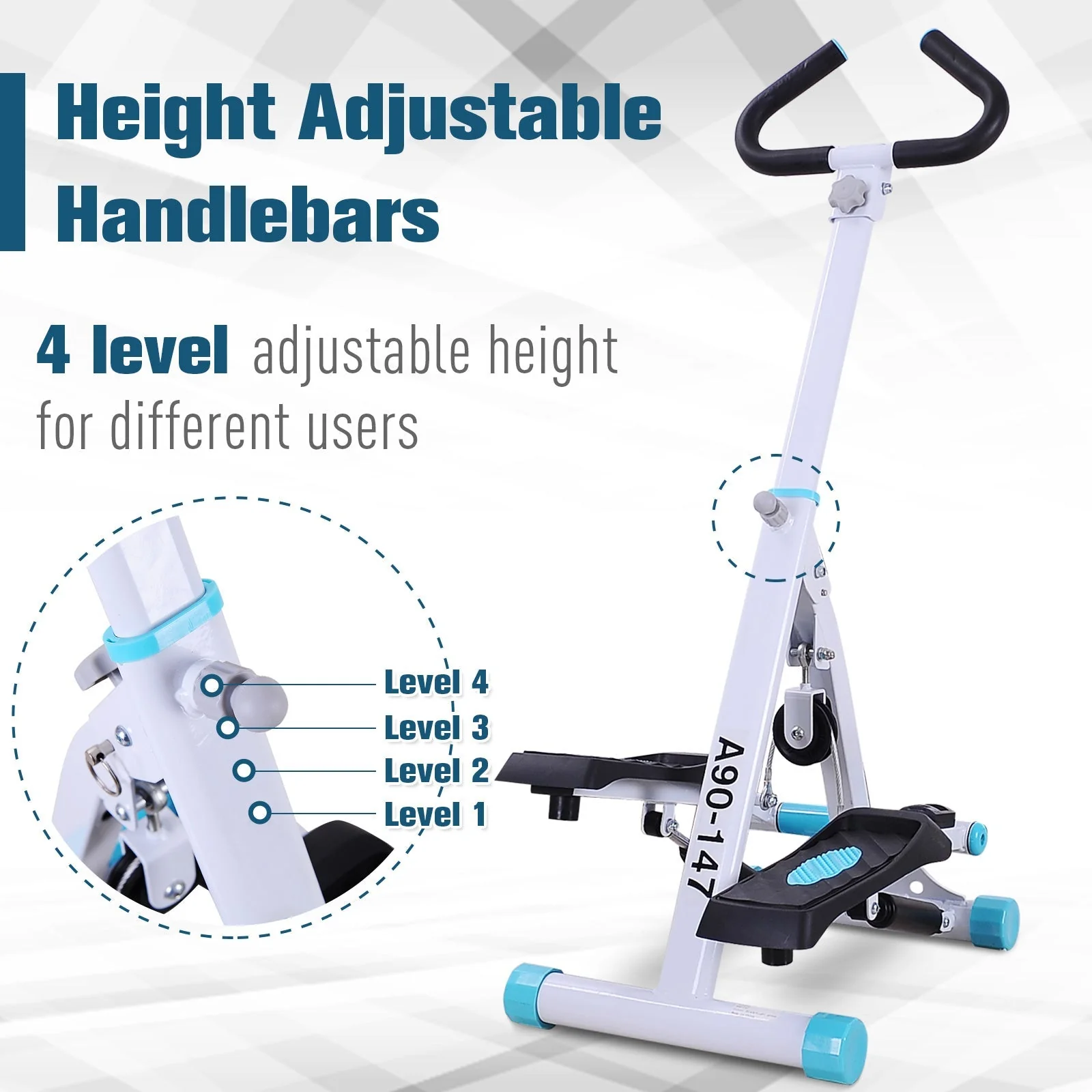 Stepper w/ Handle Hand Grip Workout Fitness Machine For Fitness Aerobic Exercise Home Gym White - Image 4