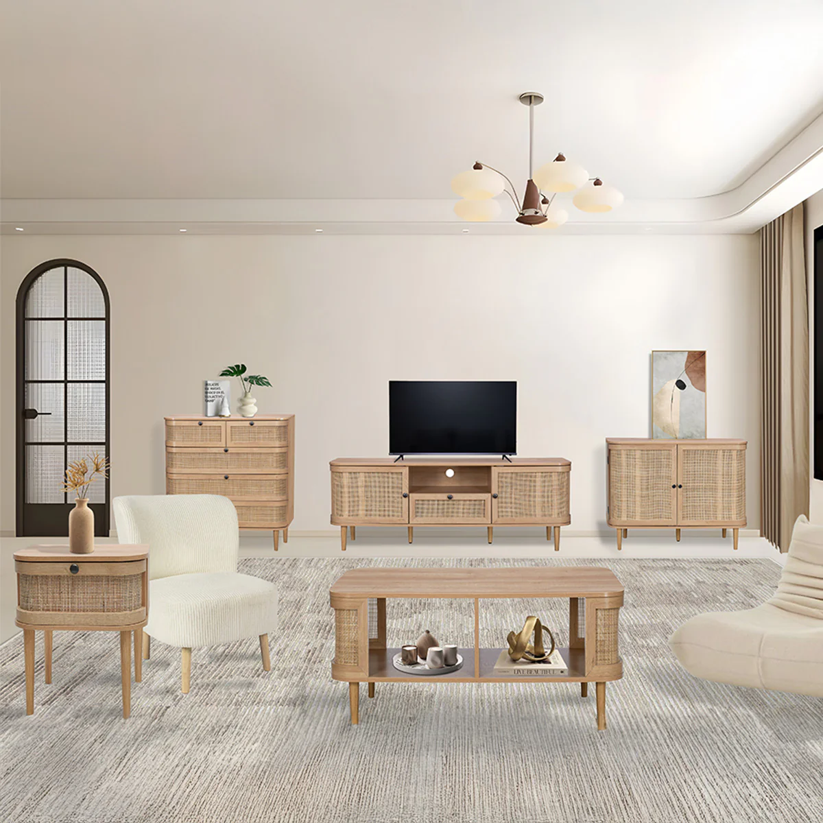 Stockholm Chest of Drawers Beige 3 Drawers - Image 3