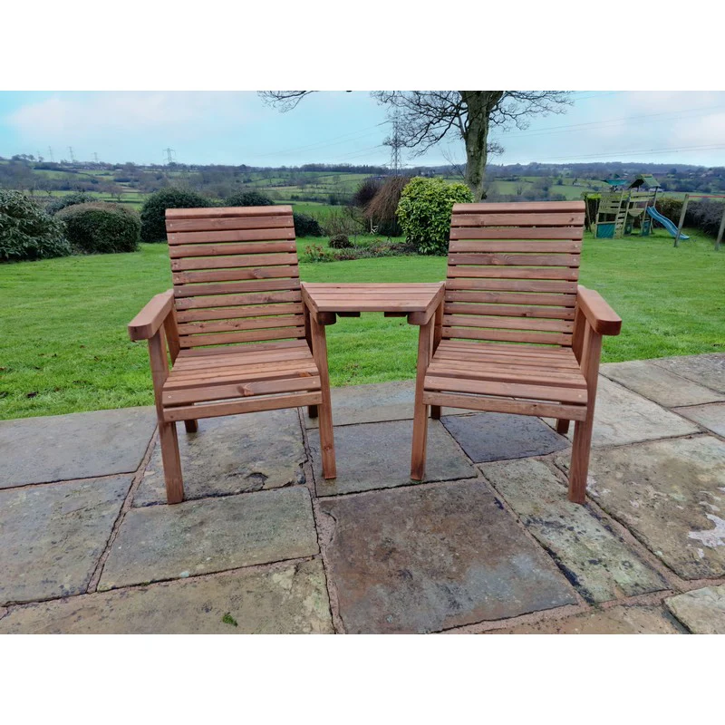 Swedish Redwood Angled Garden Tete a Tete by Croft - 2 Seats - Image 3