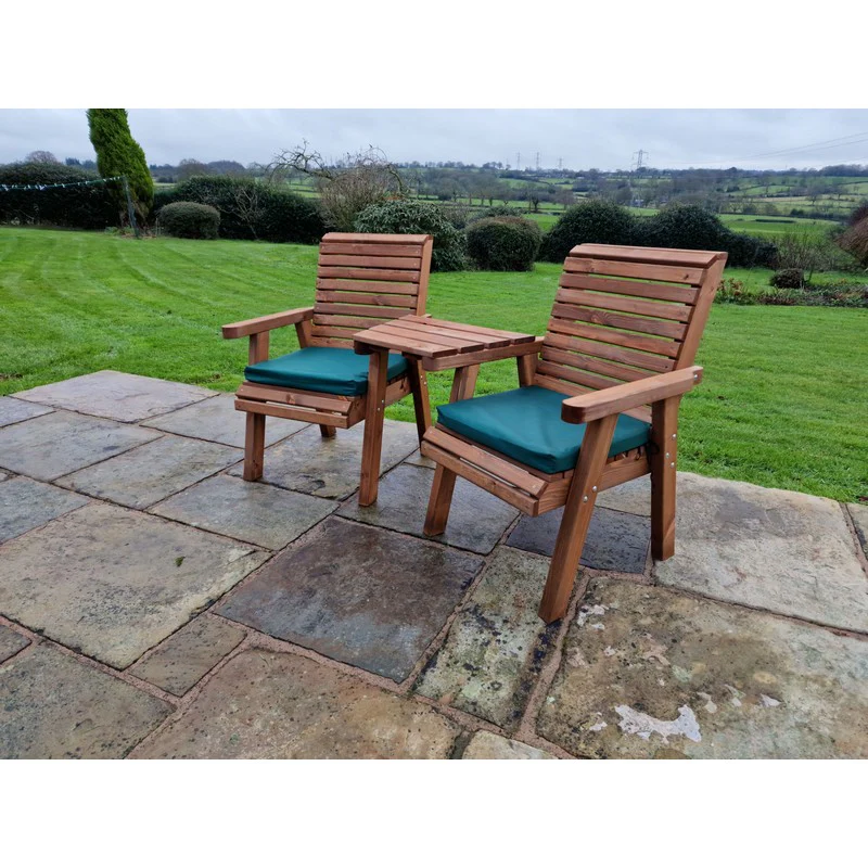 Swedish Redwood Angled Garden Tete a Tete by Croft - 2 Seats - Image 6