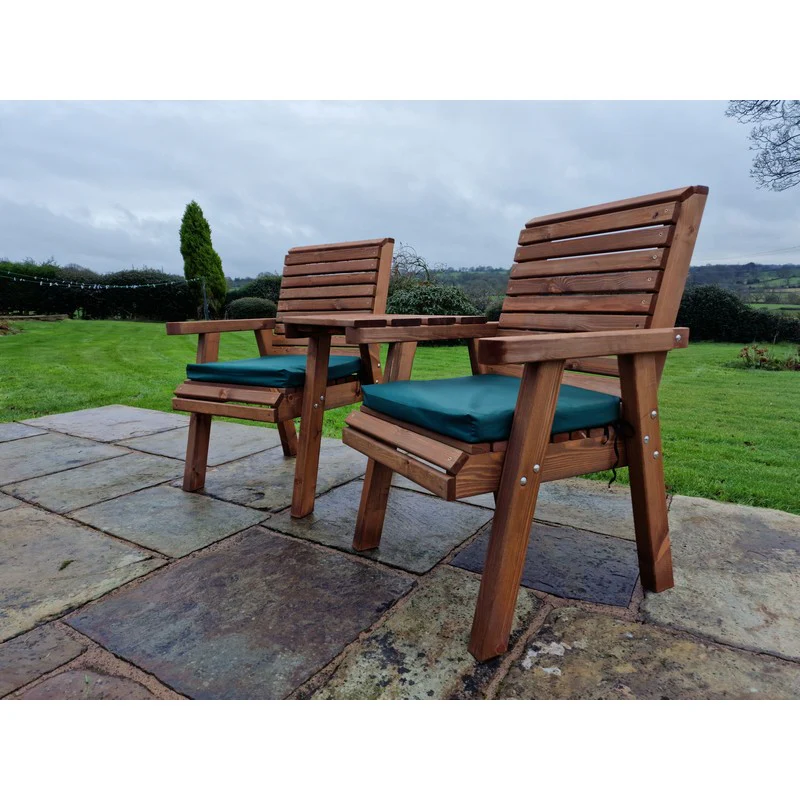 Swedish Redwood Angled Garden Tete a Tete by Croft - 2 Seats - Image 7