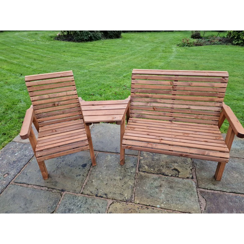 Swedish Redwood Angled Garden Tete a Tete by Croft - 3 Seats - Image 4