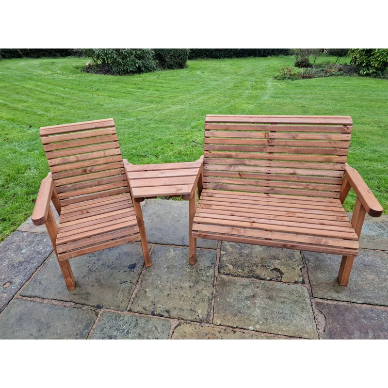 Swedish Redwood Angled Garden Tete a Tete by Croft - 3 Seats - Image 5