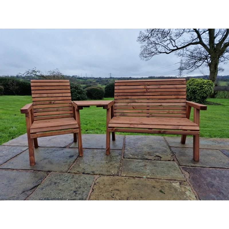 Swedish Redwood Angled Garden Tete a Tete by Croft - 3 Seats - Image 6