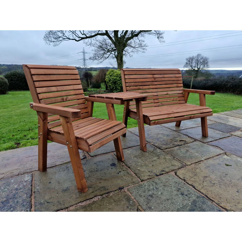 Swedish Redwood Angled Garden Tete a Tete by Croft - 3 Seats - Image 8