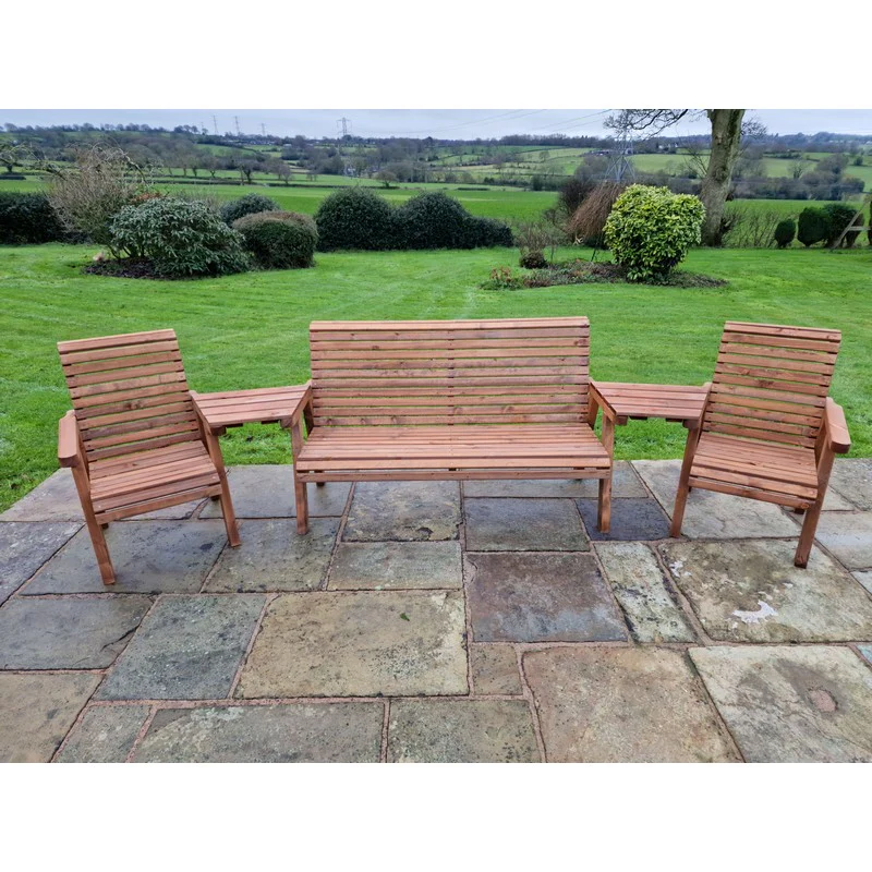 Swedish Redwood Angled Garden Tete a Tete by Croft - 5 Seats - Image 6