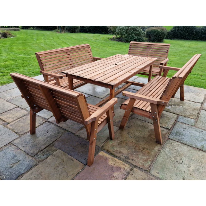 Swedish Redwood Garden Furniture Set by Croft - 10 Seats - Image 2