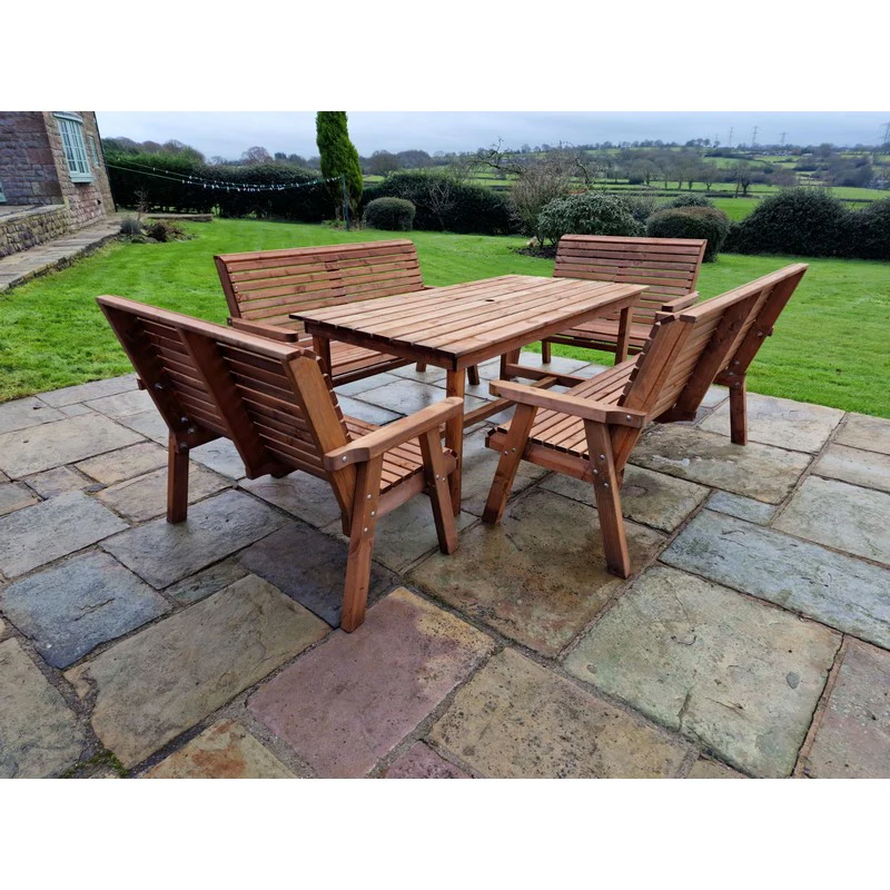 Swedish Redwood Garden Furniture Set by Croft - 10 Seats - Image 3