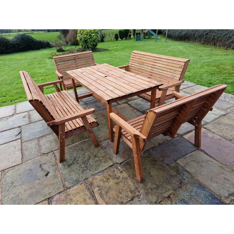 Swedish Redwood Garden Furniture Set by Croft - 10 Seats - Image 5